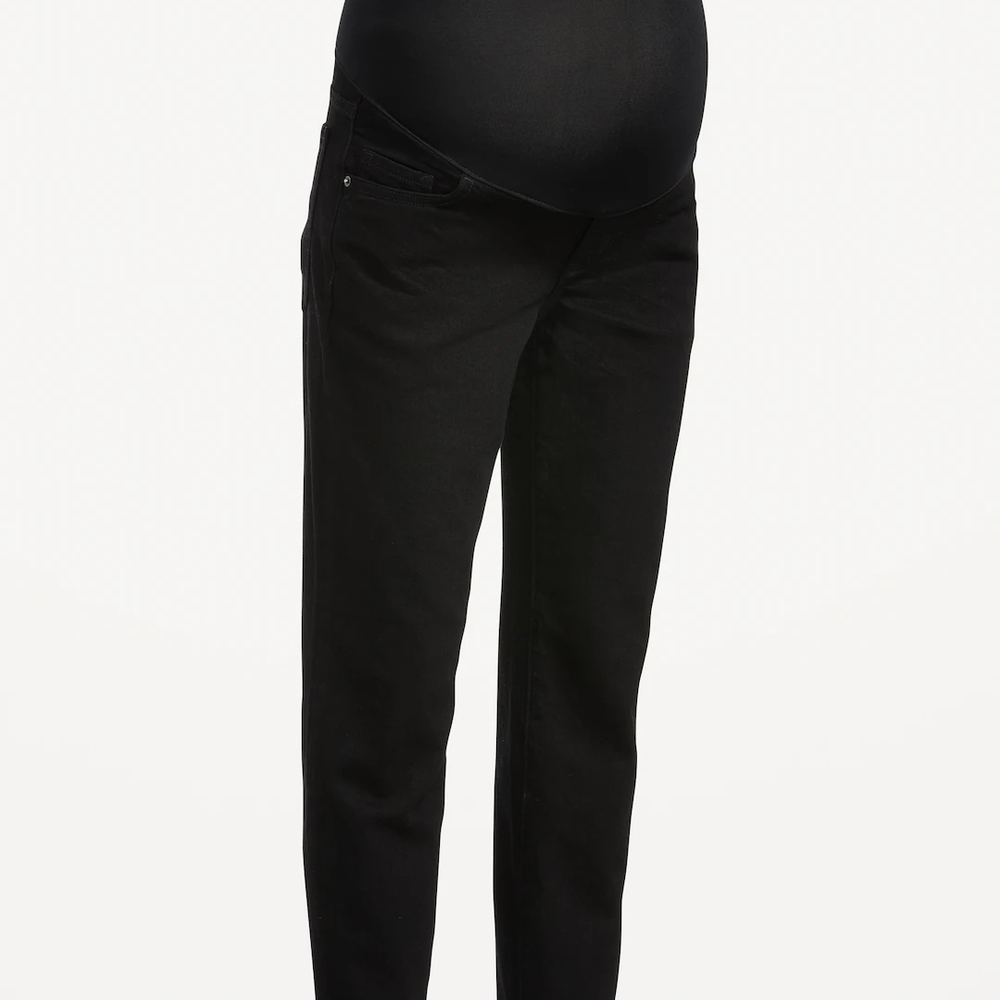 Maternity Full-Panel OG Straight Jeans, Black, 2 Long